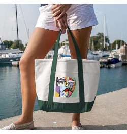 Picasso Style Cruiser Tote Bag - Cubism Shopping Bag - Art Print Tote Bag White Navy $28.41 Totes