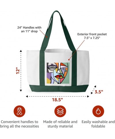 Picasso Style Cruiser Tote Bag - Cubism Shopping Bag - Art Print Tote Bag White Navy $28.41 Totes