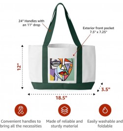 Picasso Style Cruiser Tote Bag - Cubism Shopping Bag - Art Print Tote Bag White Navy $28.41 Totes