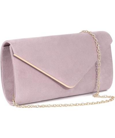 Flap Dazzling Small Clutch Bag Evening Bag With Detachable Chain Purple Suede $12.92 Evening Bags