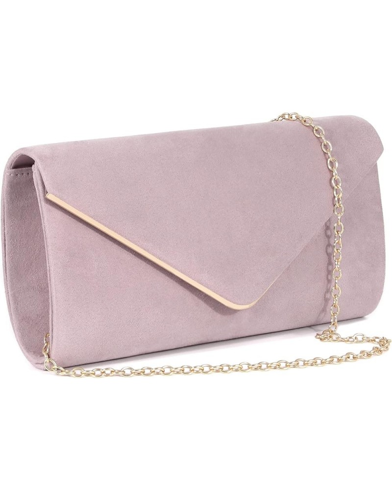 Flap Dazzling Small Clutch Bag Evening Bag With Detachable Chain Purple Suede $12.92 Evening Bags