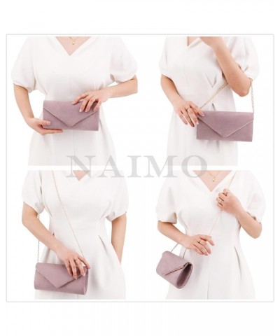 Flap Dazzling Small Clutch Bag Evening Bag With Detachable Chain Purple Suede $12.92 Evening Bags