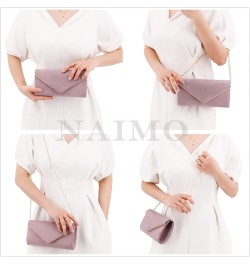 Flap Dazzling Small Clutch Bag Evening Bag With Detachable Chain Purple Suede $12.92 Evening Bags