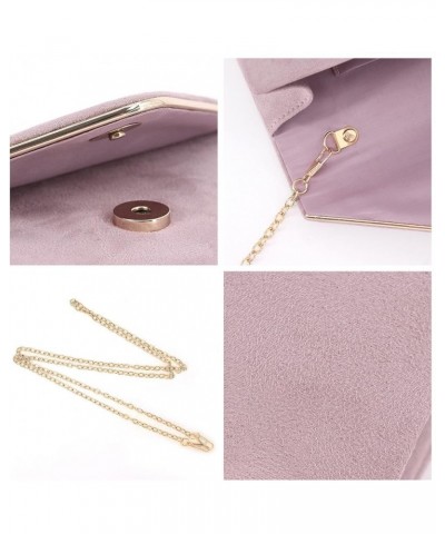 Flap Dazzling Small Clutch Bag Evening Bag With Detachable Chain Purple Suede $12.92 Evening Bags