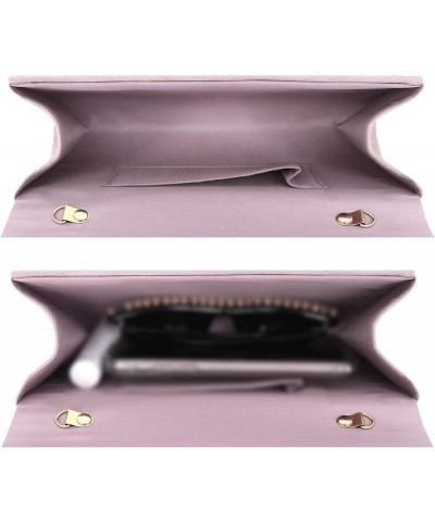 Flap Dazzling Small Clutch Bag Evening Bag With Detachable Chain Purple Suede $12.92 Evening Bags