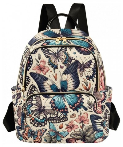 Elegant Butterfly Pattern Fashion Backpack Purse for Women, Casual Daypacks, Ladies Gift for Traveling Hiking Multicolor Medi...