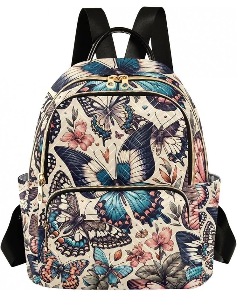 Elegant Butterfly Pattern Fashion Backpack Purse for Women, Casual Daypacks, Ladies Gift for Traveling Hiking Multicolor Medi...