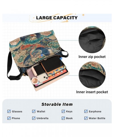 Chinese Traditional Pattern Shoulder Bag Large Slouchy Hobo Bag for Women Men Waterproof PU Leather Crossbody Handbag Casual ...