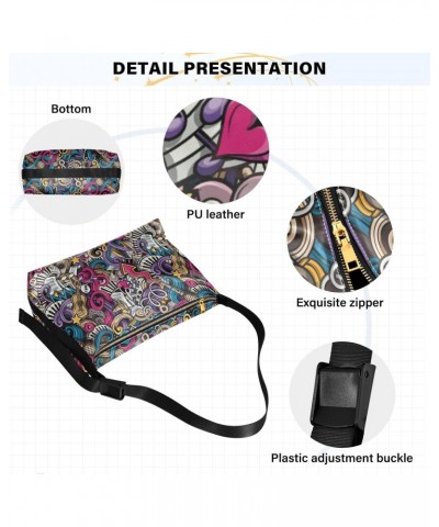 Cute Doodles Music Ladies Wallet Crossbody Bag Women's Shoulder Handbags Large Shoulder Purse $16.17 Hobo Bags