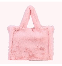 Faux Tote Solid Colour Autumn Winter Ladies Shoulder Bag Warm Fashion Portable Simple Casual for Weekend Vacation L,pink $9.0...