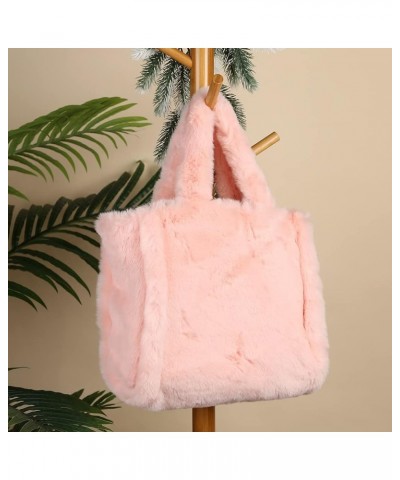 Faux Tote Solid Colour Autumn Winter Ladies Shoulder Bag Warm Fashion Portable Simple Casual for Weekend Vacation L,pink $9.0...