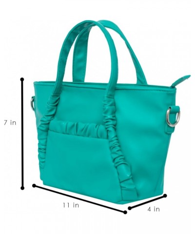 Women's Vegan Leather Satchel Bag With Dual Top Handles And Removable Chain Strap Mint $10.56 Satchels