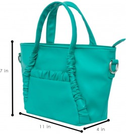 Women's Vegan Leather Satchel Bag With Dual Top Handles And Removable Chain Strap Mint $10.56 Satchels