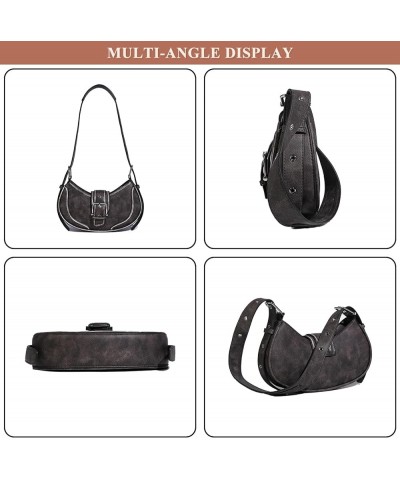 Small Stitching Shoulder Bag for Women PU Leather Retro Outdoor Crossbody Bag Trendy Designer Clutch Handbag Purse Black $45....