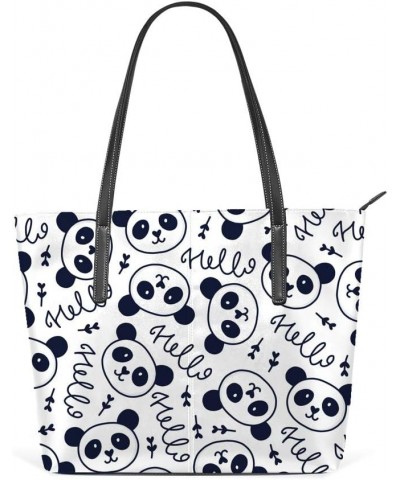 Shoulder Bag for Women Tote Bags Leather Shopper Bag Large Work Doodles Cute Panda Seamless Handbags Casual Bag $26.49 Should...