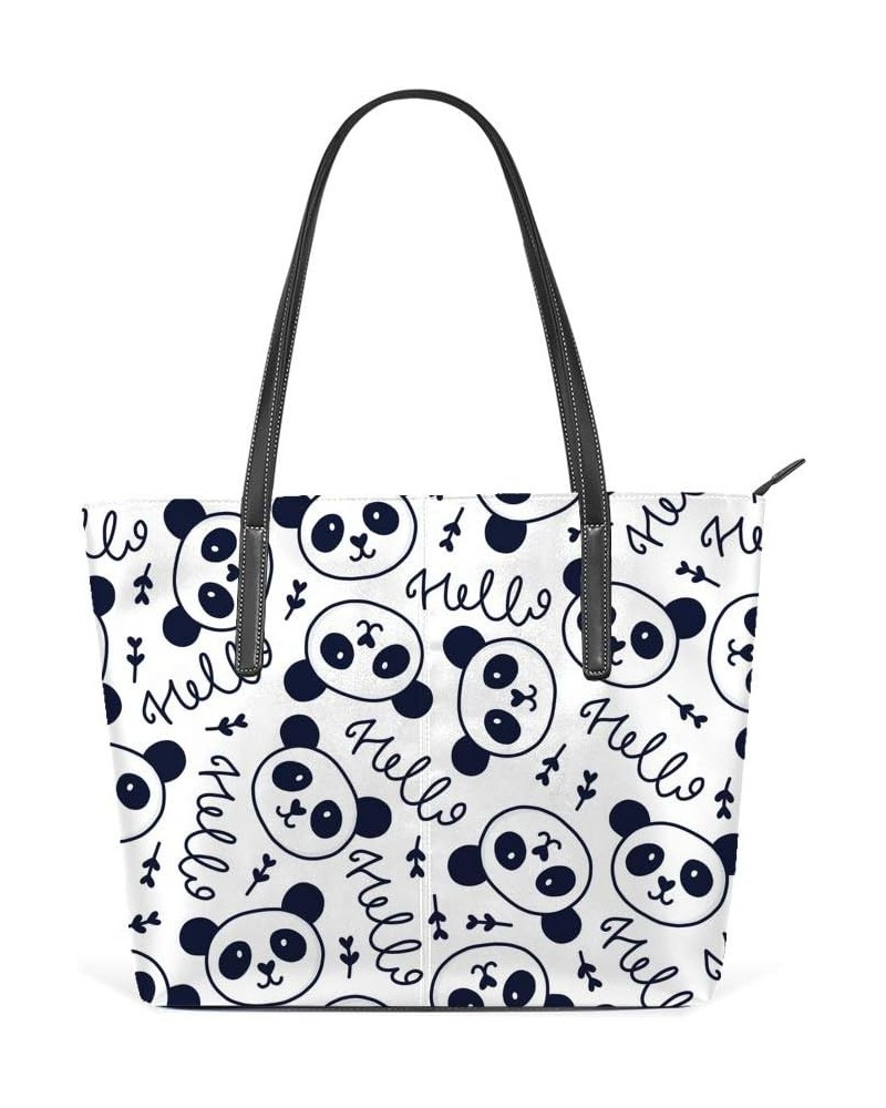 Shoulder Bag for Women Tote Bags Leather Shopper Bag Large Work Doodles Cute Panda Seamless Handbags Casual Bag $26.49 Should...