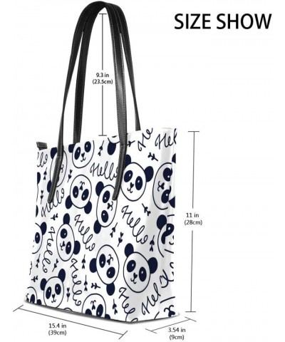 Shoulder Bag for Women Tote Bags Leather Shopper Bag Large Work Doodles Cute Panda Seamless Handbags Casual Bag $26.49 Should...