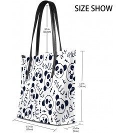 Shoulder Bag for Women Tote Bags Leather Shopper Bag Large Work Doodles Cute Panda Seamless Handbags Casual Bag $26.49 Should...