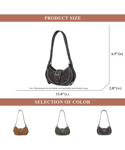 Small Stitching Shoulder Bag for Women PU Leather Retro Outdoor Crossbody Bag Trendy Designer Clutch Handbag Purse Black $45....