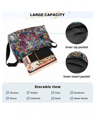 Cute Doodles Music Ladies Wallet Crossbody Bag Women's Shoulder Handbags Large Shoulder Purse $16.17 Hobo Bags