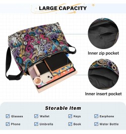 Cute Doodles Music Ladies Wallet Crossbody Bag Women's Shoulder Handbags Large Shoulder Purse $16.17 Hobo Bags