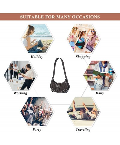 Small Stitching Shoulder Bag for Women PU Leather Retro Outdoor Crossbody Bag Trendy Designer Clutch Handbag Purse Black $45....