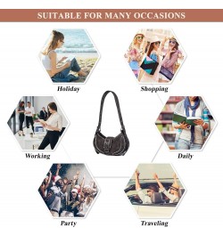 Small Stitching Shoulder Bag for Women PU Leather Retro Outdoor Crossbody Bag Trendy Designer Clutch Handbag Purse Black $45....