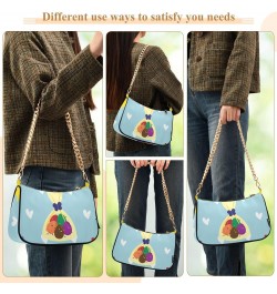 Women's Chain Straps Shoulder Bag-Cartoon Bear and Heart Pattern ，Small Handbag Purse,Gold Chain Clutch $20.51 Shoulder Bags