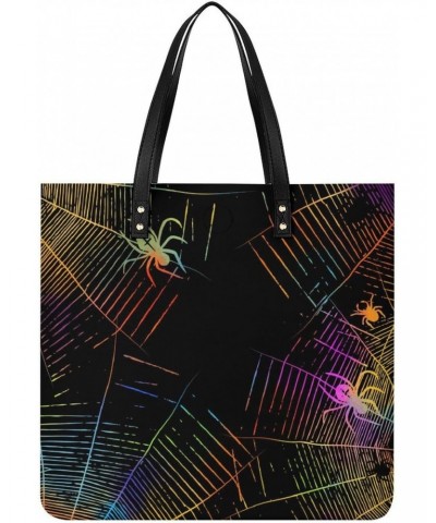 Happy Halloween Spider Web Printed Tote Bag for Women Fashion Handbag with Top Handles Shopping Bags for Work Travel $17.85 T...