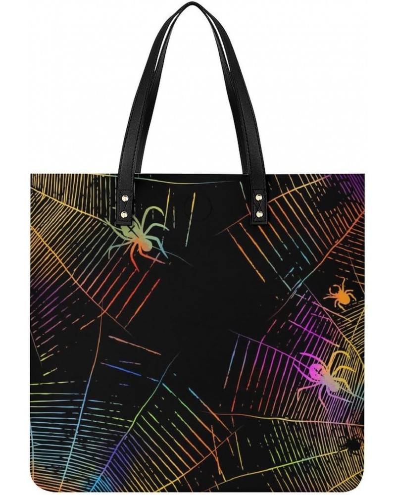 Happy Halloween Spider Web Printed Tote Bag for Women Fashion Handbag with Top Handles Shopping Bags for Work Travel $17.85 T...