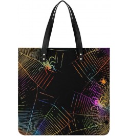 Happy Halloween Spider Web Printed Tote Bag for Women Fashion Handbag with Top Handles Shopping Bags for Work Travel $17.85 T...