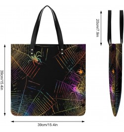 Happy Halloween Spider Web Printed Tote Bag for Women Fashion Handbag with Top Handles Shopping Bags for Work Travel $17.85 T...