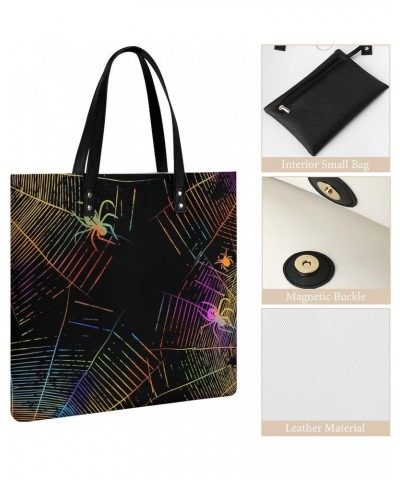 Happy Halloween Spider Web Printed Tote Bag for Women Fashion Handbag with Top Handles Shopping Bags for Work Travel $17.85 T...