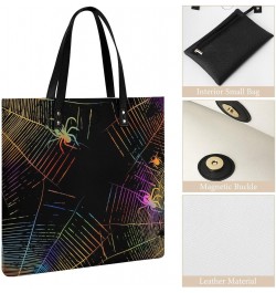 Happy Halloween Spider Web Printed Tote Bag for Women Fashion Handbag with Top Handles Shopping Bags for Work Travel $17.85 T...