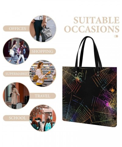 Happy Halloween Spider Web Printed Tote Bag for Women Fashion Handbag with Top Handles Shopping Bags for Work Travel $17.85 T...