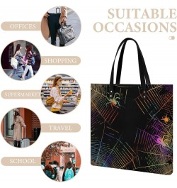 Happy Halloween Spider Web Printed Tote Bag for Women Fashion Handbag with Top Handles Shopping Bags for Work Travel $17.85 T...