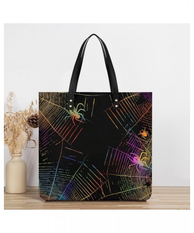 Happy Halloween Spider Web Printed Tote Bag for Women Fashion Handbag with Top Handles Shopping Bags for Work Travel $17.85 T...