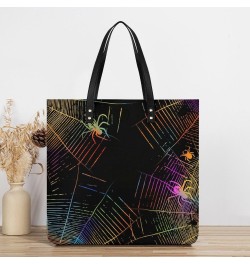 Happy Halloween Spider Web Printed Tote Bag for Women Fashion Handbag with Top Handles Shopping Bags for Work Travel $17.85 T...