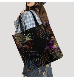 Happy Halloween Spider Web Printed Tote Bag for Women Fashion Handbag with Top Handles Shopping Bags for Work Travel $17.85 T...