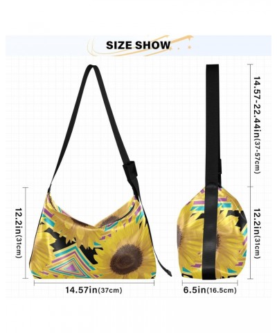 Spring Sunflowers Pattern Hobo Crossbody Bags for Women Leather Large Shoulder Bag Cross Body Colored Geometric Trendy Womens...