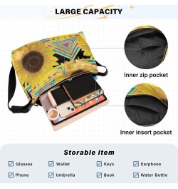 Spring Sunflowers Pattern Hobo Crossbody Bags for Women Leather Large Shoulder Bag Cross Body Colored Geometric Trendy Womens...