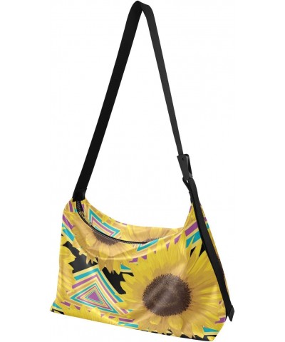 Spring Sunflowers Pattern Hobo Crossbody Bags for Women Leather Large Shoulder Bag Cross Body Colored Geometric Trendy Womens...