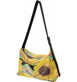 Spring Sunflowers Pattern Hobo Crossbody Bags for Women Leather Large Shoulder Bag Cross Body Colored Geometric Trendy Womens...