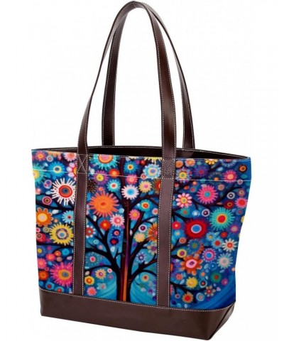 The Tote Bag For Women,Tote Bag With Zipper,Canvas Tote Bag,Abstract Colorful Printing Tree Handbags $20.98 Totes