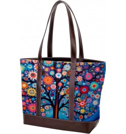 The Tote Bag For Women,Tote Bag With Zipper,Canvas Tote Bag,Abstract Colorful Printing Tree Handbags $20.98 Totes