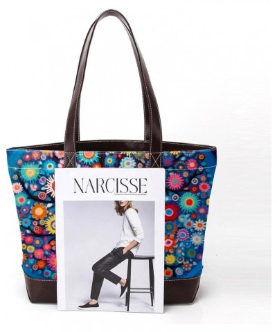 The Tote Bag For Women,Tote Bag With Zipper,Canvas Tote Bag,Abstract Colorful Printing Tree Handbags $20.98 Totes