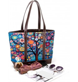 The Tote Bag For Women,Tote Bag With Zipper,Canvas Tote Bag,Abstract Colorful Printing Tree Handbags $20.98 Totes