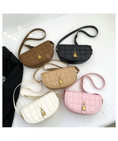 Women's Trendy PU Leather Shoulder Crossbody Bag Y2k Hobo Small Totes Handbag Quilted Plaid Purse Satchel White $25.85 Totes