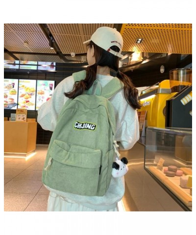 Kawaii Backpack Large Capacity corduroy for Women With Accessories Cute Trendy Fashion Travel Outdoor Weekend (blue) Green $1...