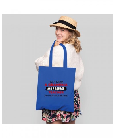 I am a Mom Grandma and a RETIRED TEACHER Natural White Multicolor Canvas Tote Bag 979 $13.60 Totes